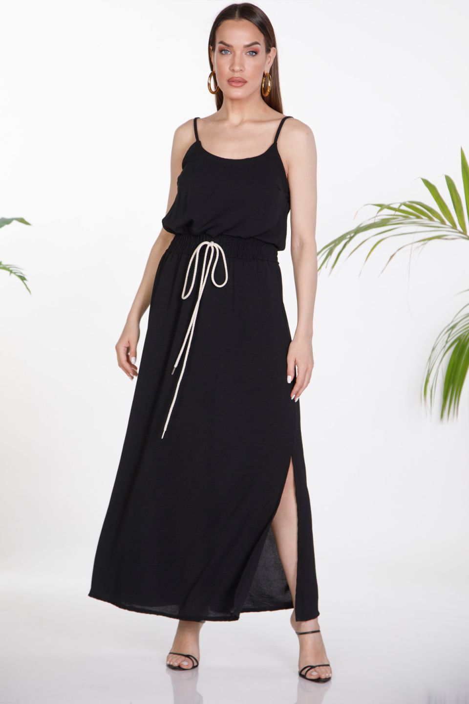 Strappy maxi dress with side slit