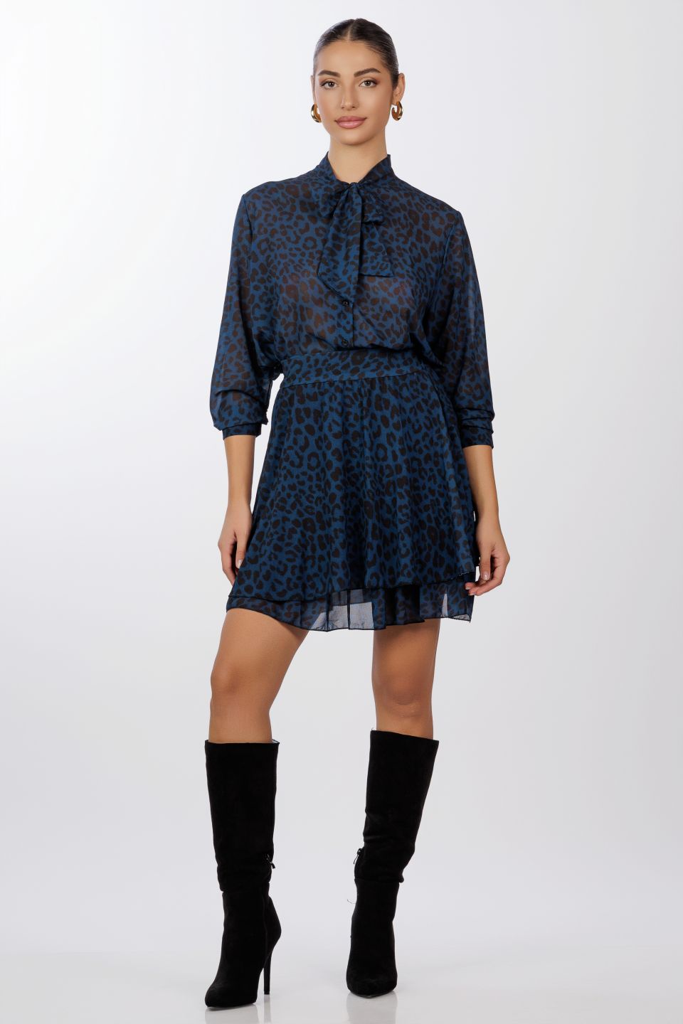 Leopard mini skirt with ruffles