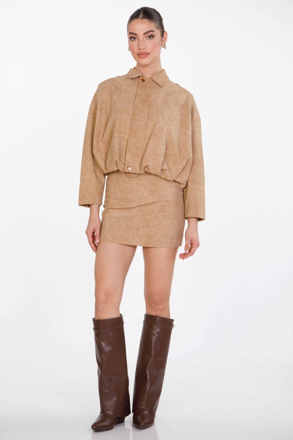 Mini leatherette skirt with belt