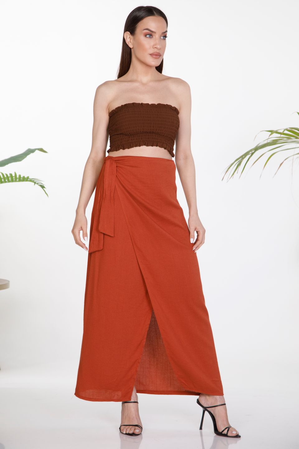 Linen sarong wrap skirt