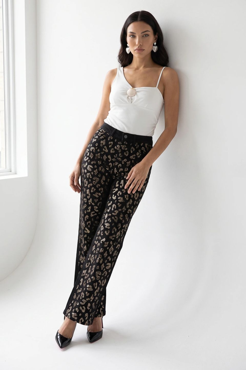 Τζιν παντελόνι με στρας σε animal print