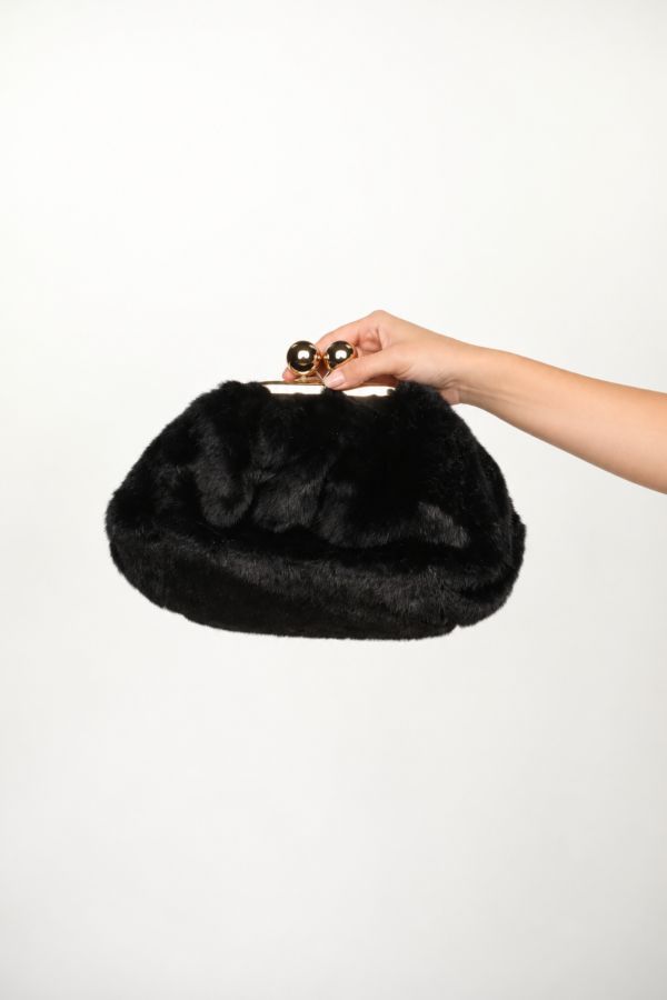 Fluffy τσάντα χειρός clutch