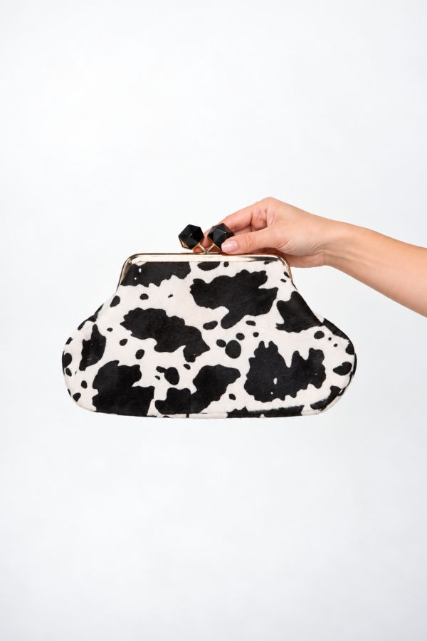Τσάντα χειρός clutch cow print pony skin