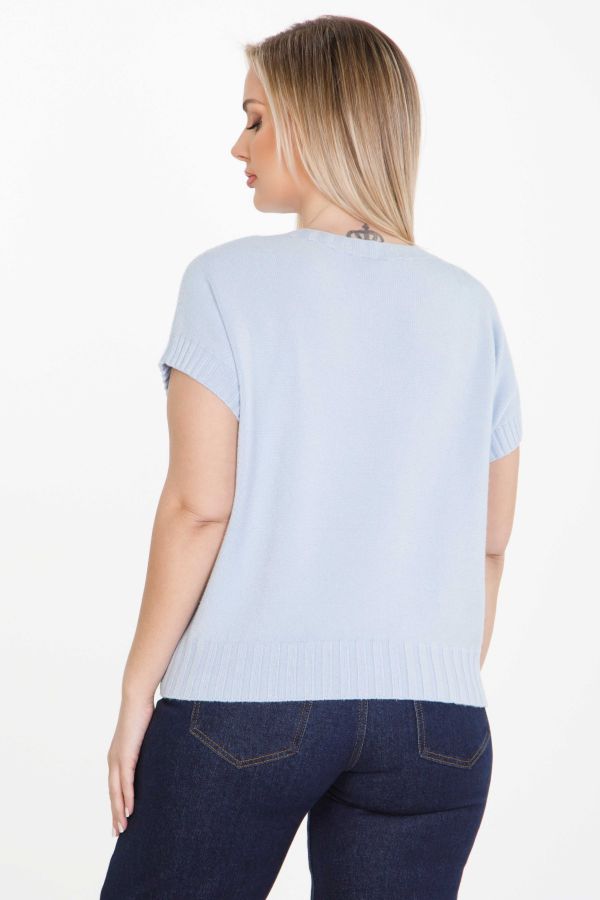 Short-sleeved knitted blouse
