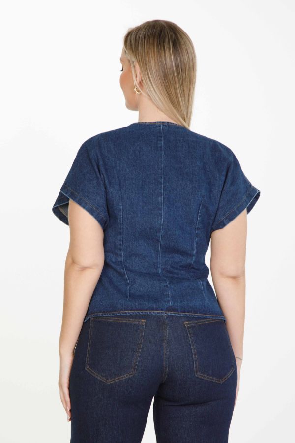 Denim blouse with button