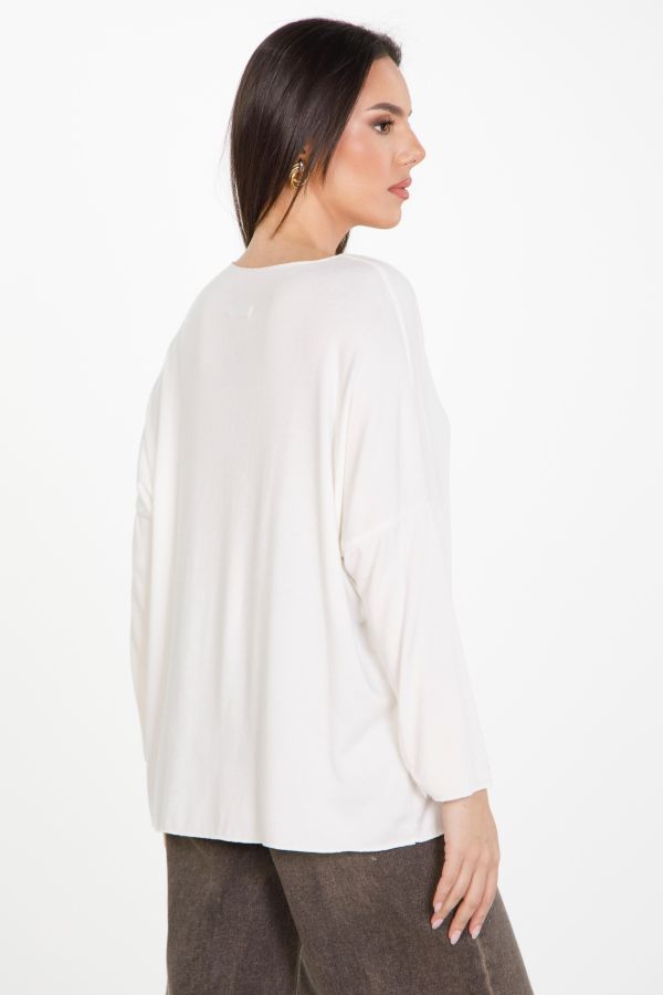 Longsleeve blouse in bat sleeves