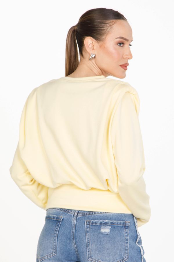 Long sleeve blouse with shoulder pads