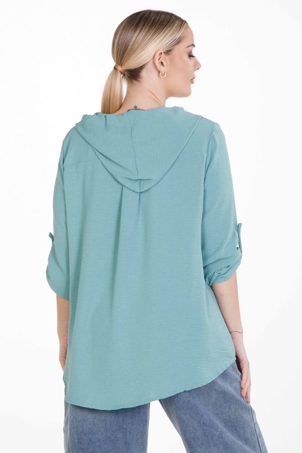 Oversized hoodie blouse with front drawstring