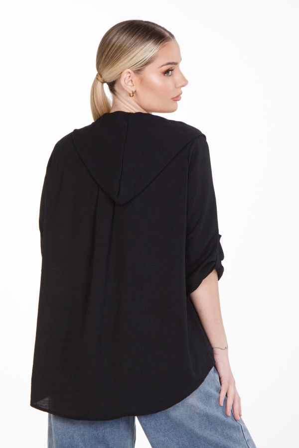 Oversized hoodie blouse with front drawstring