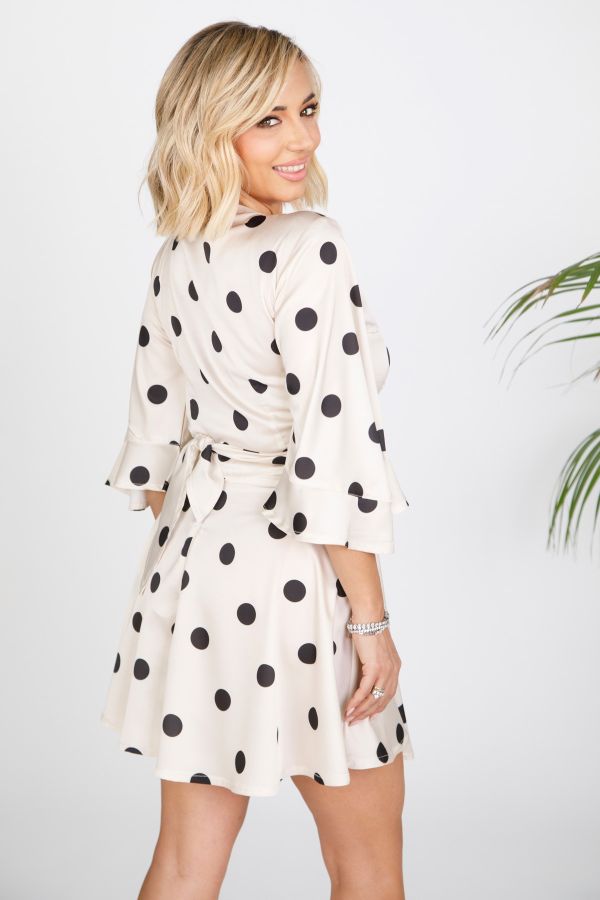 Satin polka dot wrap crop top