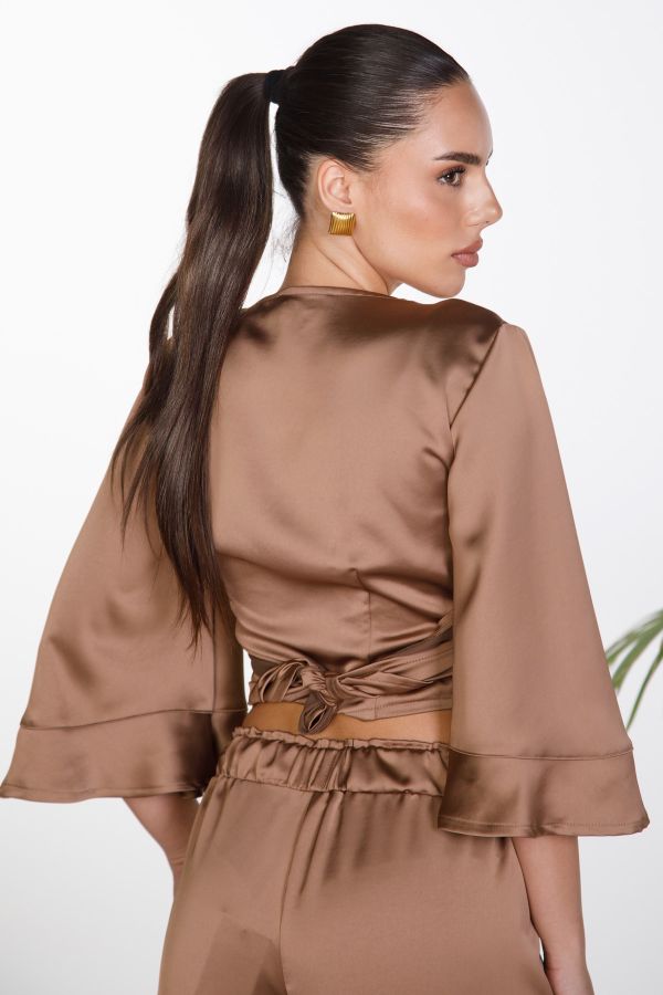 Satin wrap crop top
