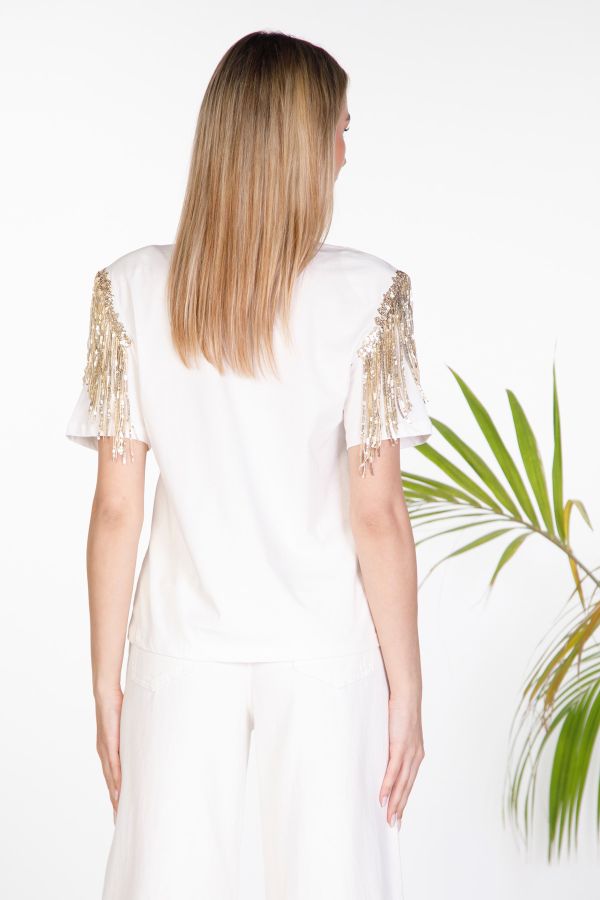 Sequin fringe T-shirt