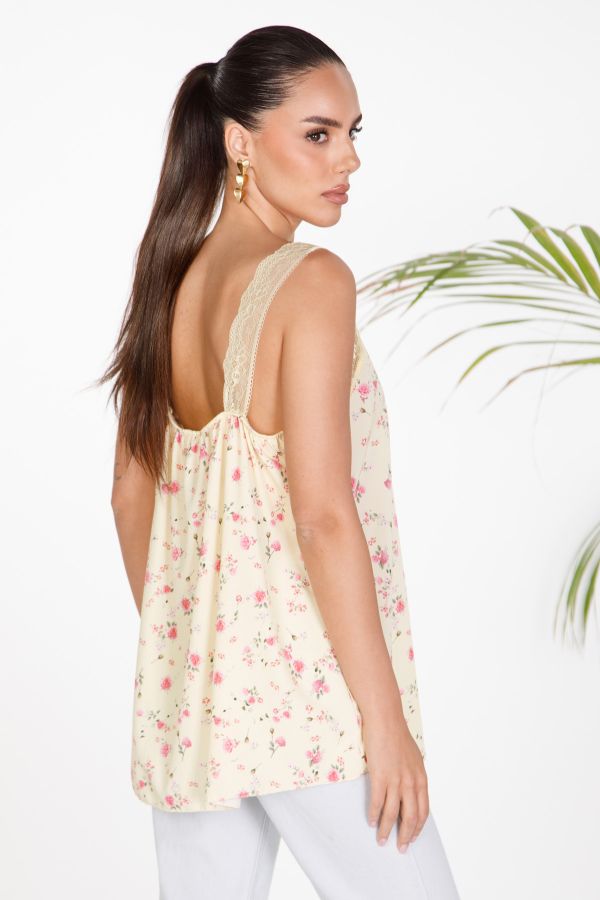 Τοπ lingerie με φλοράλ σχέδιο και δαντέλα