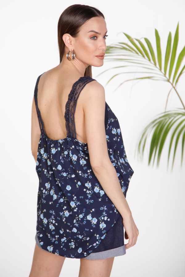 Τοπ lingerie με φλοράλ σχέδιο και δαντέλα