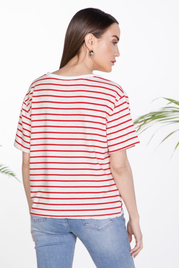 Striped t-shirt with embroidery