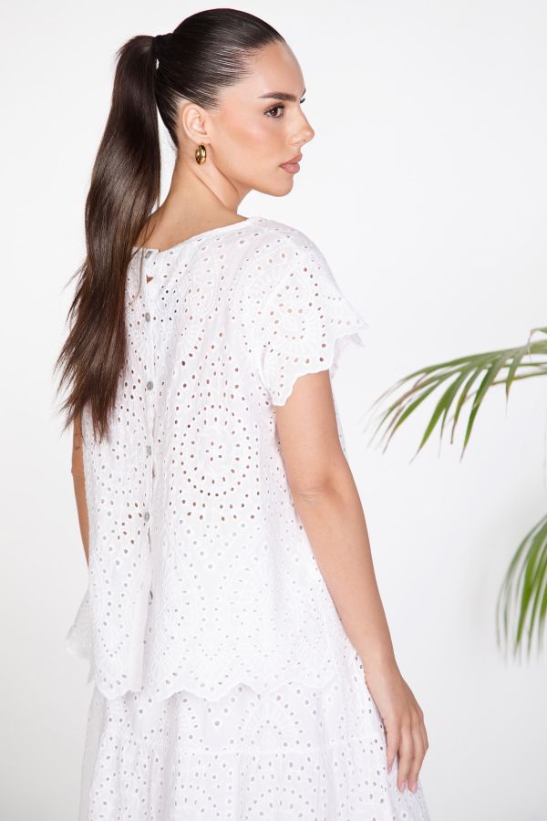 Broderie anglaise blouse with back buttons