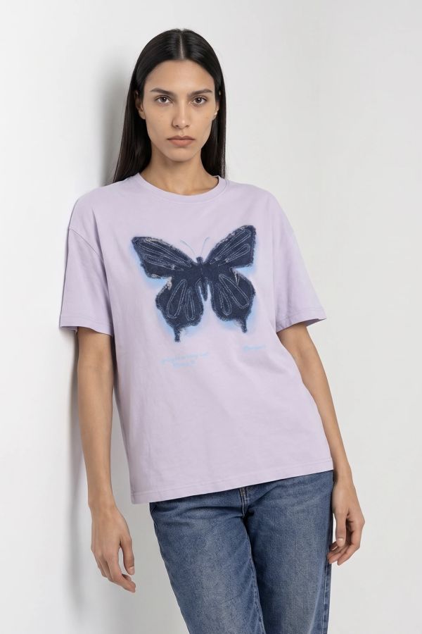 T-shirt με στάμπα πεταλούδα