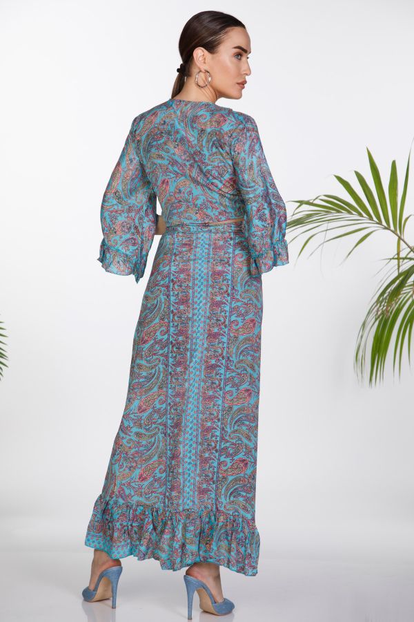 Σετ boho crop top , φούστα με βολάν