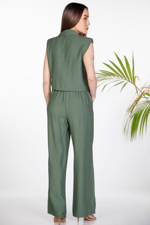 Crop vest with shoulder pads & trousers