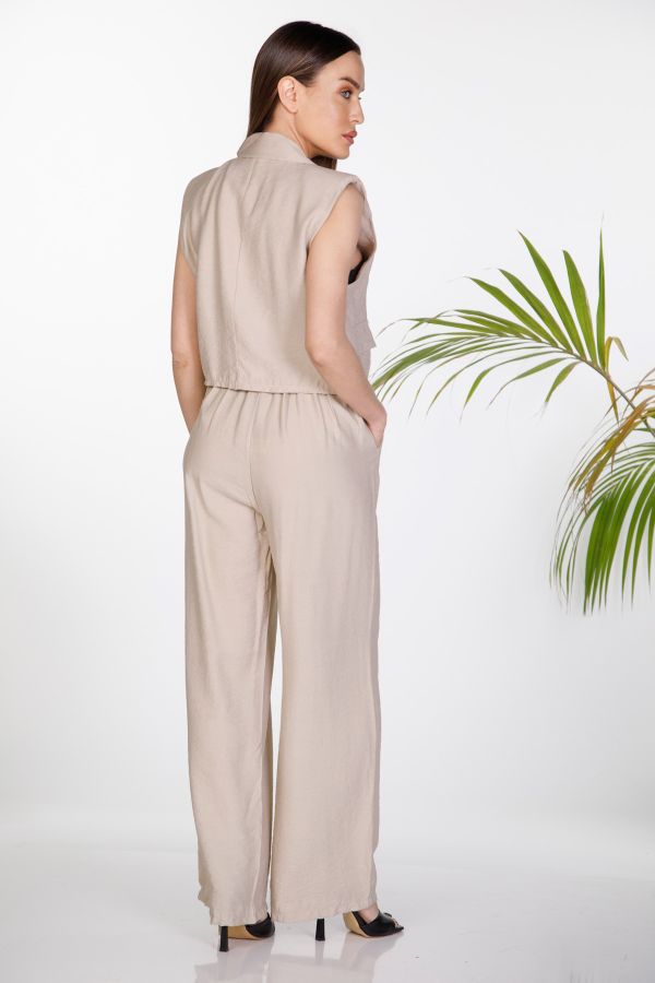 Crop vest with shoulder pads & trousers