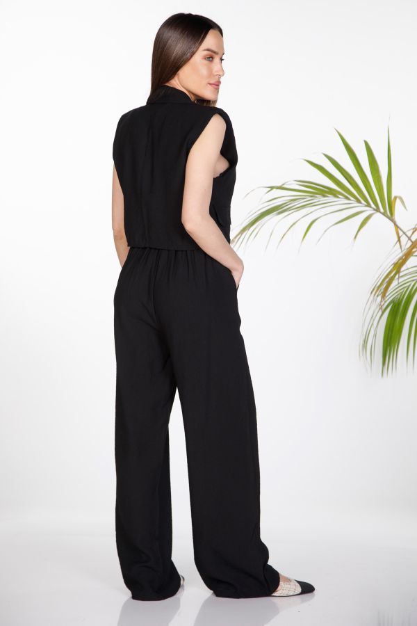 Crop vest with shoulder pads & trousers