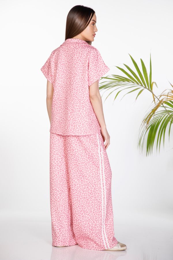 Leopard set with side stripe, blouse & trousers