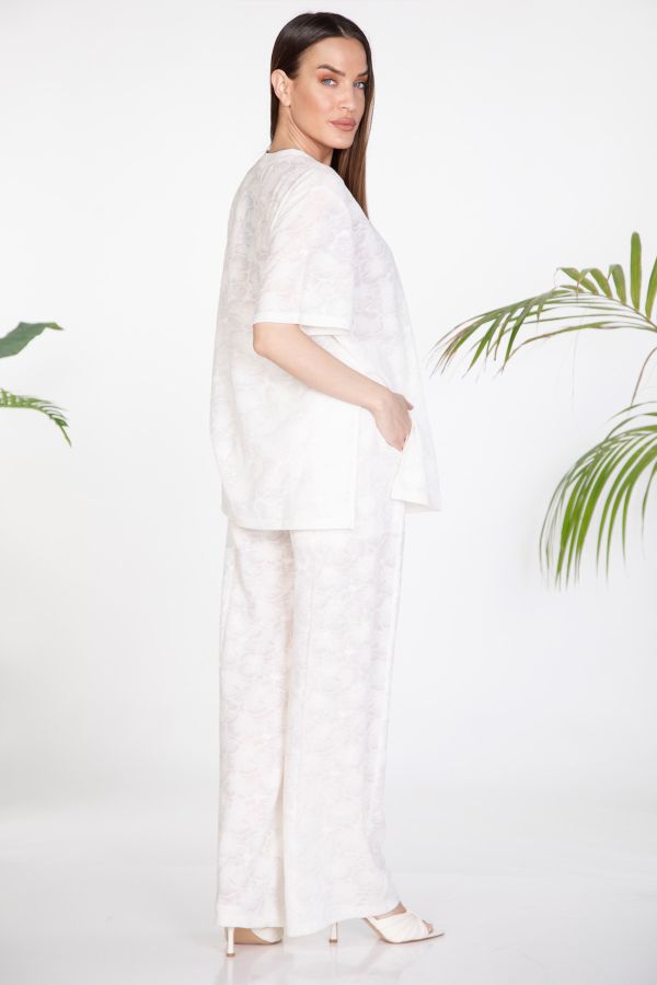 Textured floral co-ord set with see-through effect and built-in shorts