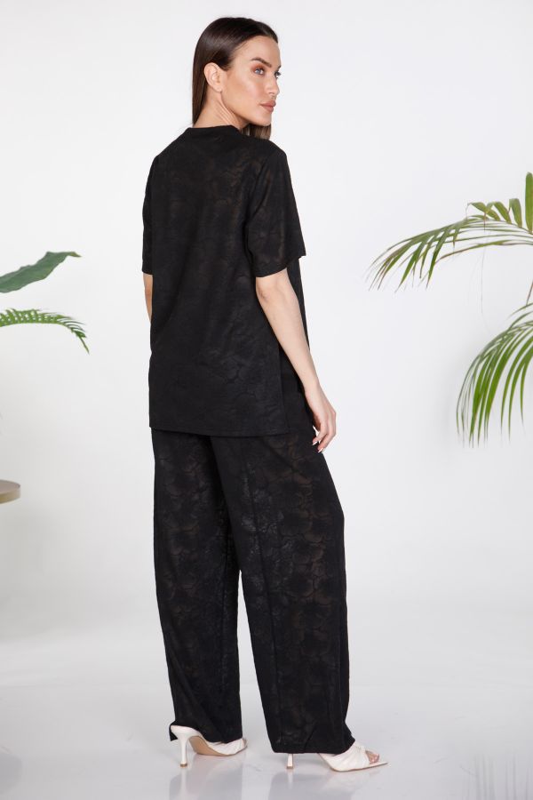 Textured floral co-ord set with see-through effect and built-in shorts
