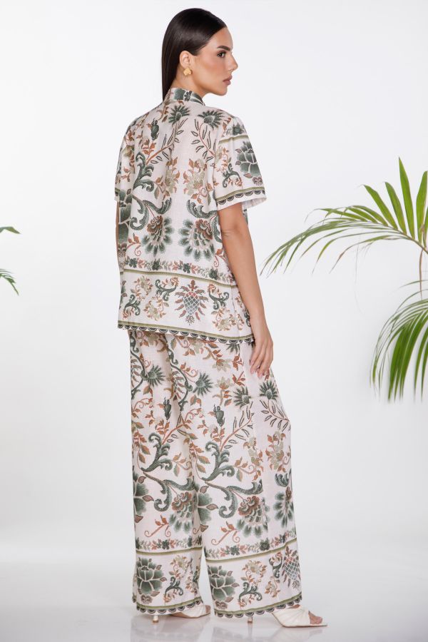 Printed short sleeve shirt and trousers set