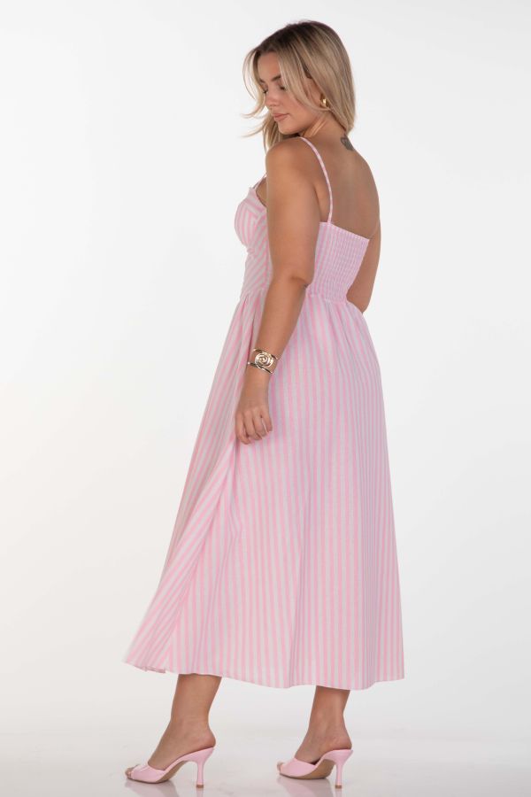 Midi striped dress with cups