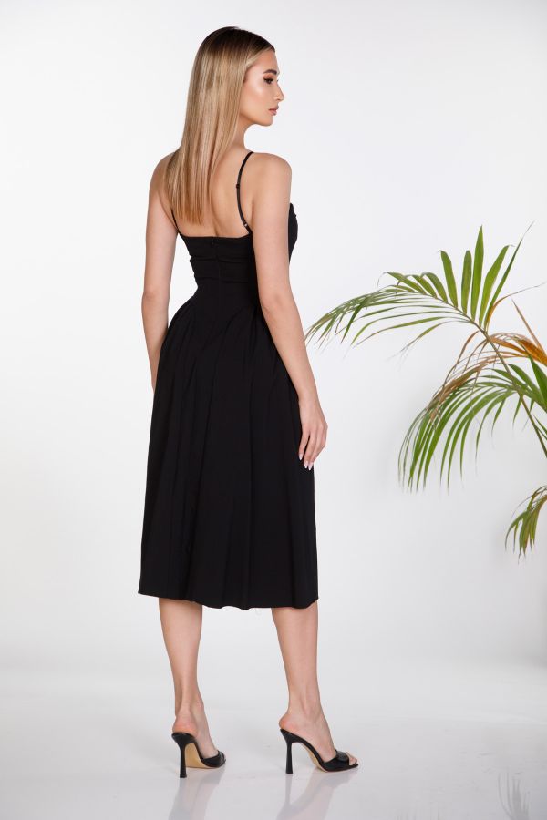 Midi corset-style dress with spaghetti straps