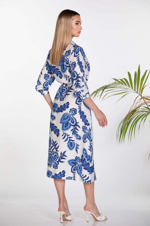 Maxi floral print shirt dress