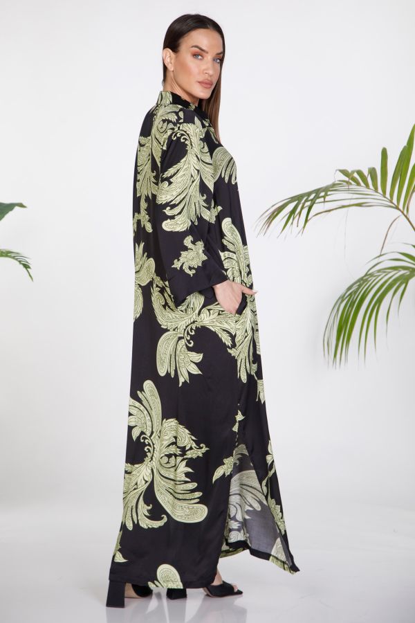 Maxi satin paisley kaftan