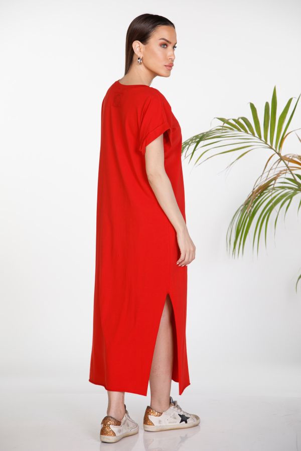 Midi T-shirt dress with side slits