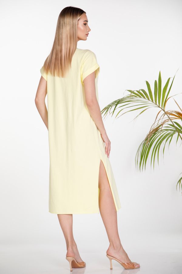 Midi T-shirt dress with side slits