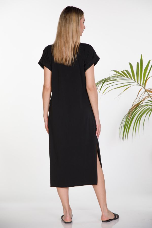 Midi T-shirt dress with side slits