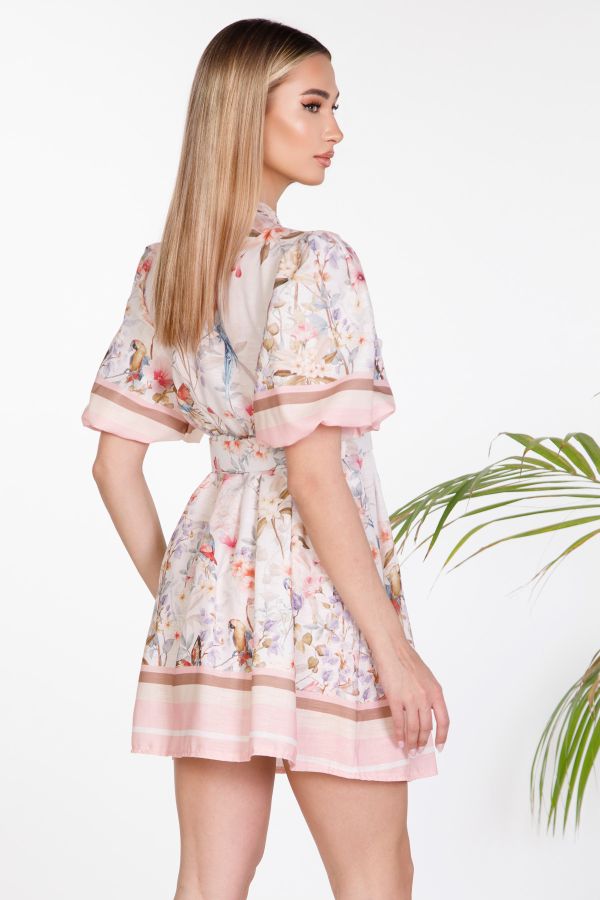 Floral mini dress with belt