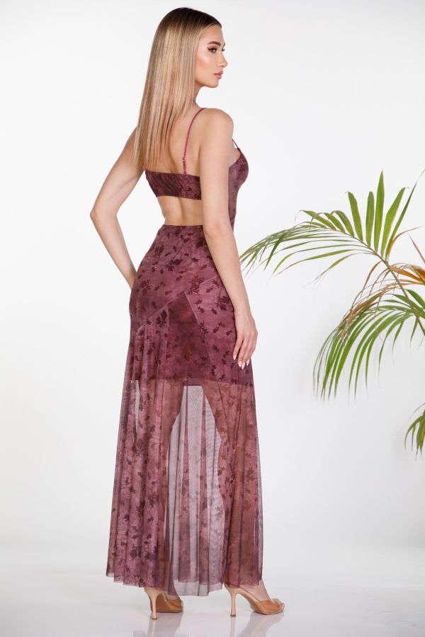 Maxi sheer dress with open back