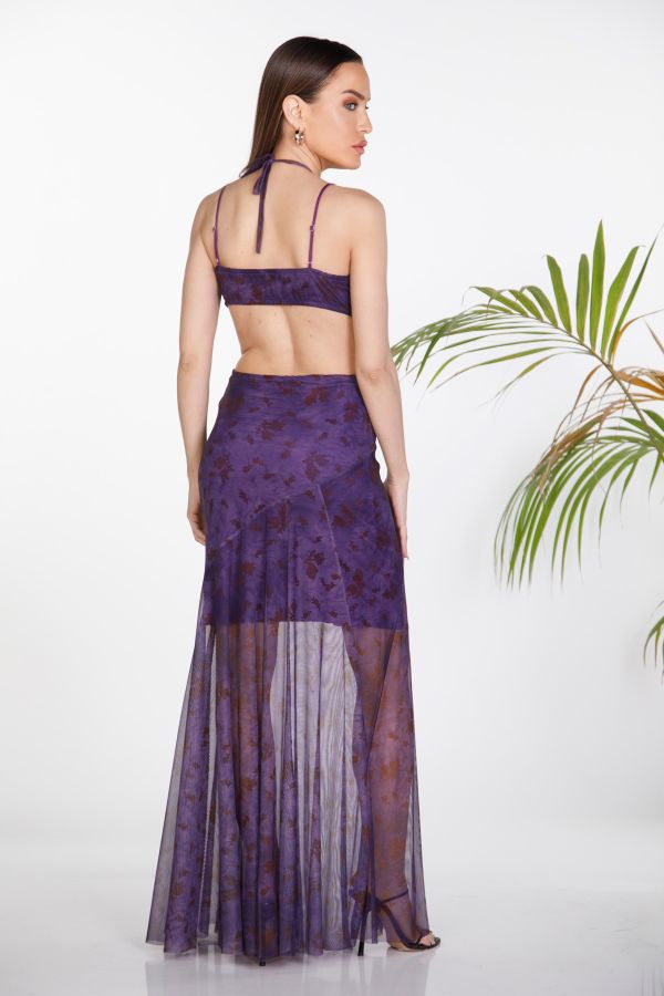 Maxi sheer dress with open back
