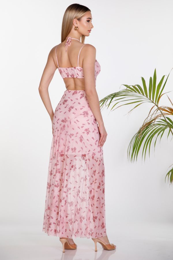 Maxi sheer dress with open back