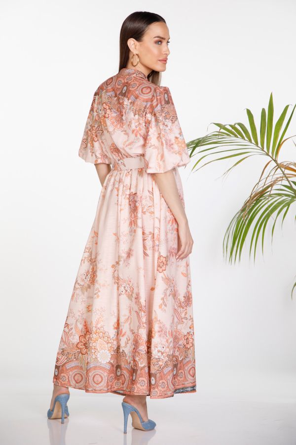 Paisley maxi dress with buttons