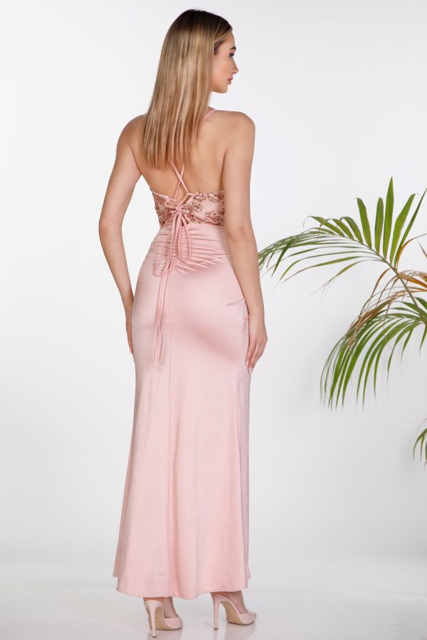 Mermaid maxi dress with corset and sequins