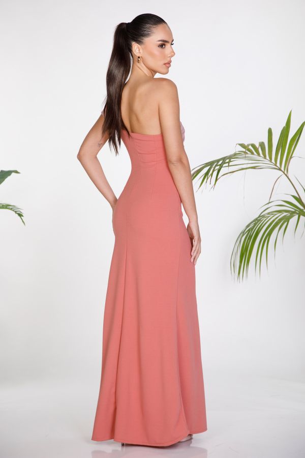 Maxi one-shoulder mermaid evening dress with contrast draping