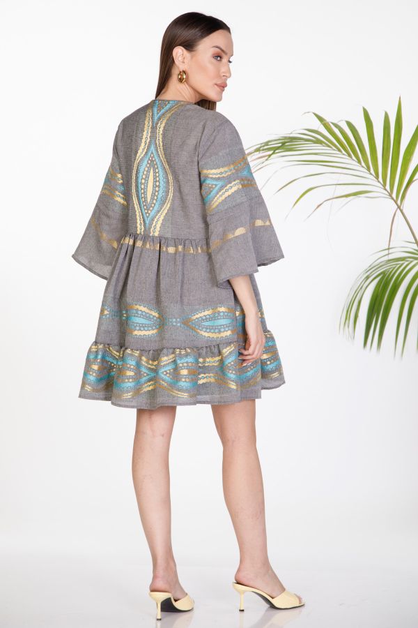 Mini mystery boho φόρεμα με κεντήματα
