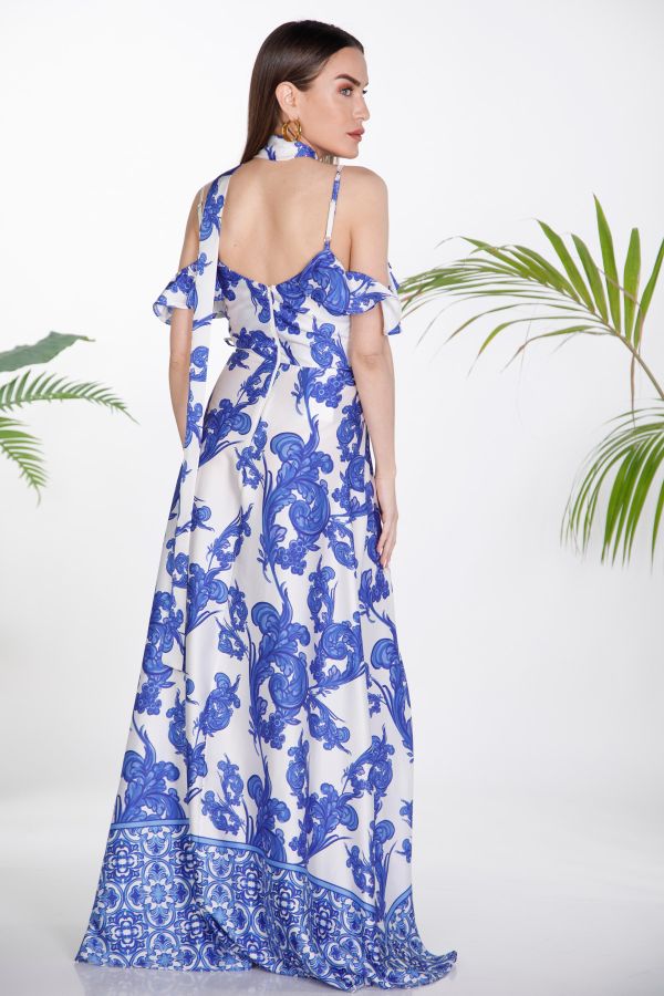 Maxi printed dress with slit