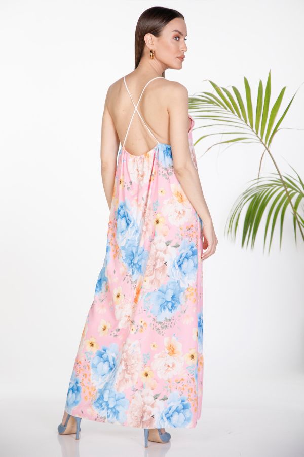 Floral maxi dress with criss-cross back