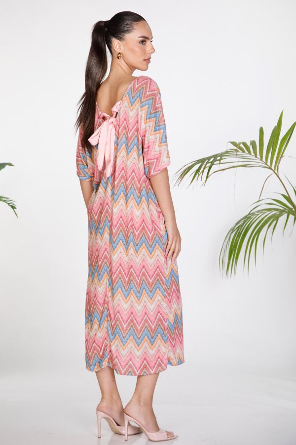 Zig-zag maxi dress with back tie