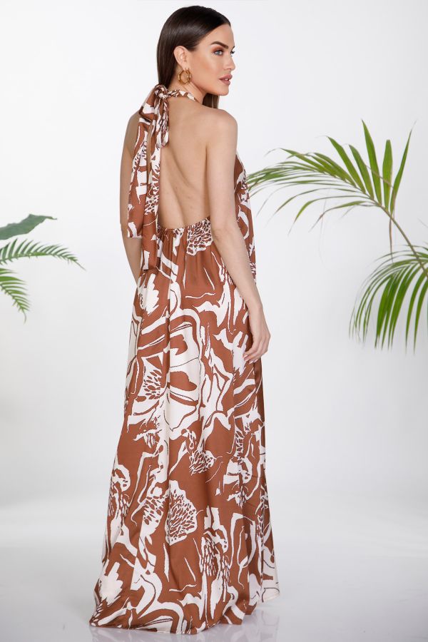 Halter maxi printed dress