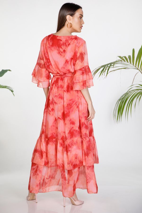 Floral wrap dress with lurex details