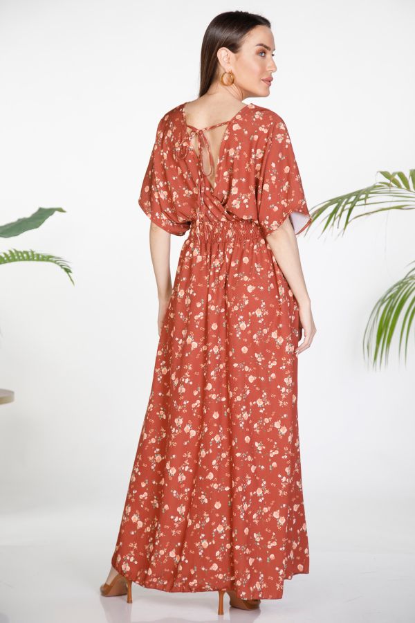 Floral maxi dress with back cutout